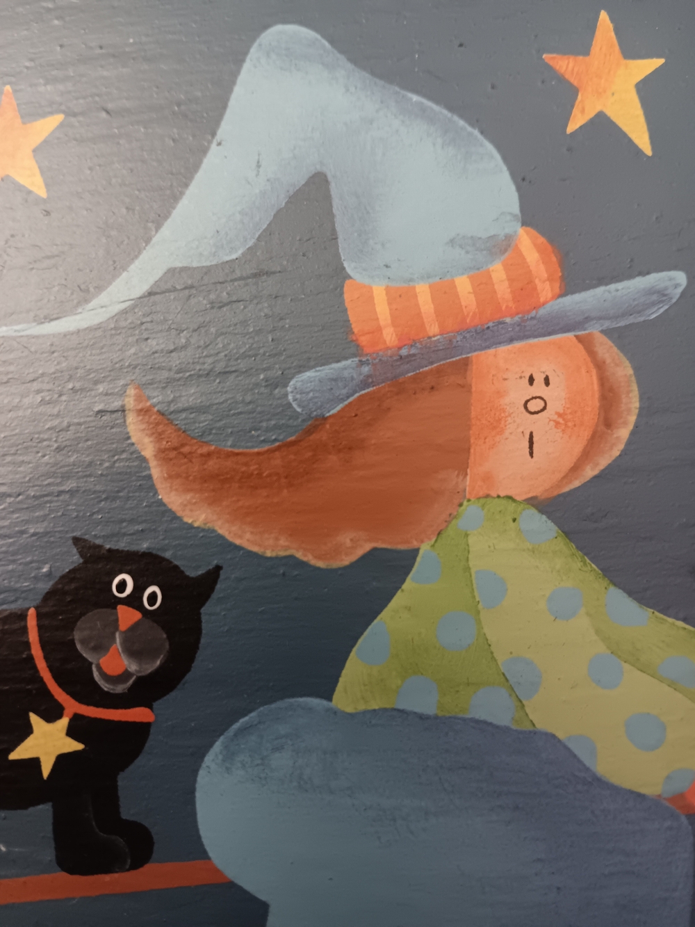Vintage 90s Pat Olsen Hand-Painted Slate Happy Halloween Wall Decor Plaque Sign - Picture 4 of 11